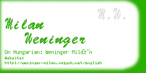 milan weninger business card